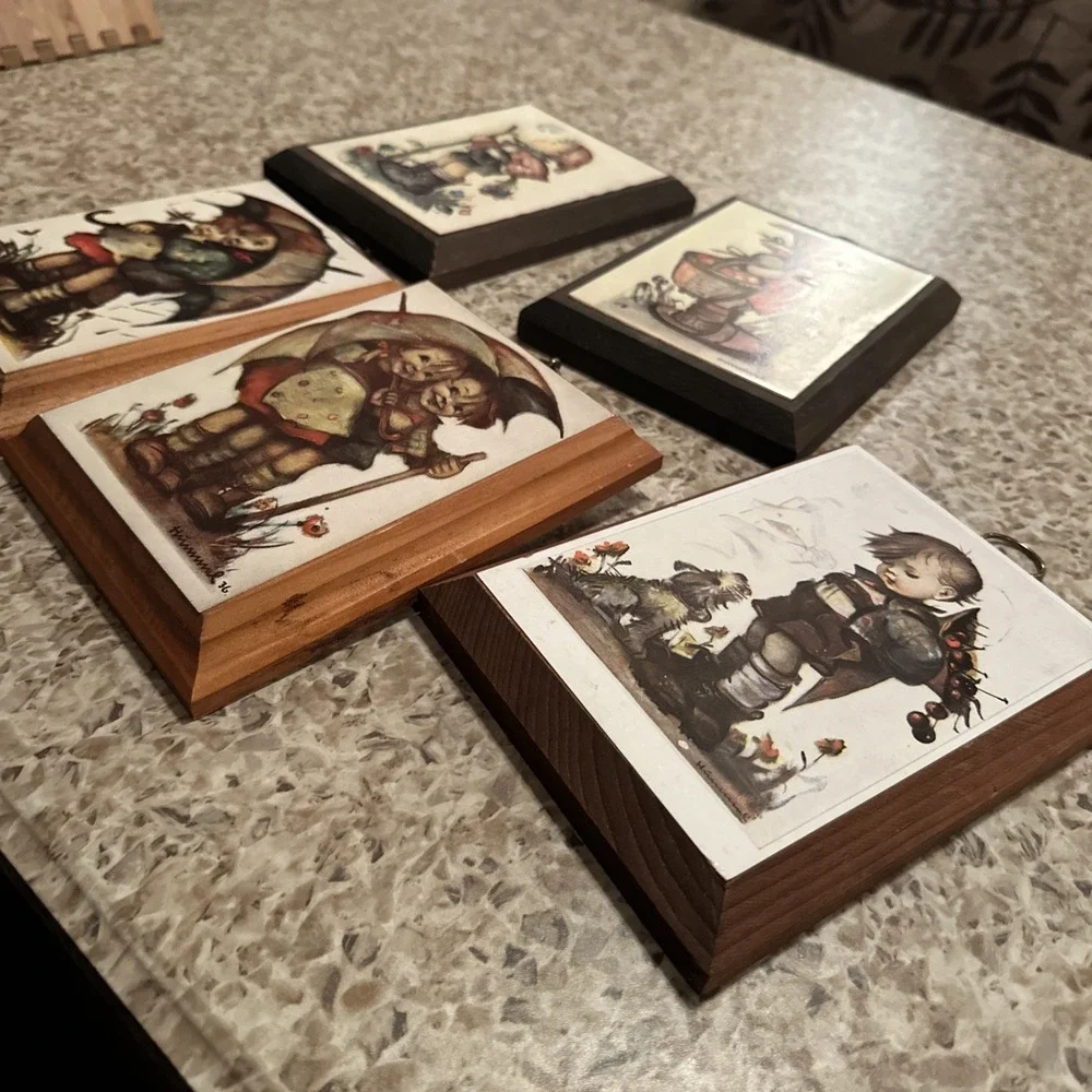 Vintage Hummel Wood Plaque Lot of 5 Wall Hanging Pictures German